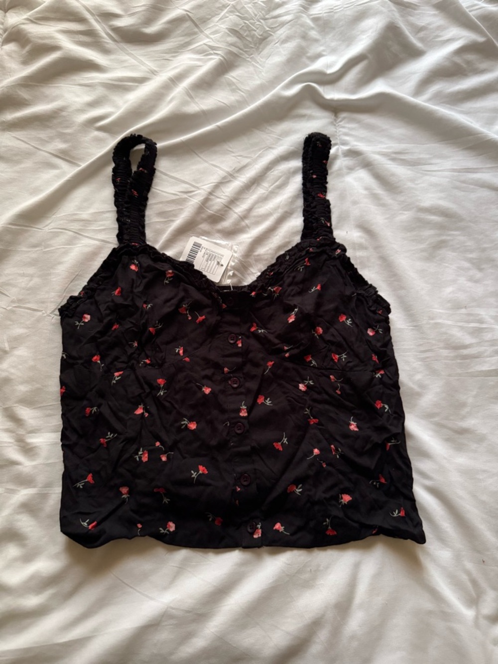Urban Outfitters Black Floral Button-Front Cami